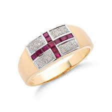 9ct Gold Gents Ruby & Diamond Saint George Ring | eBay