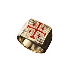 Mens Maltese Cross Crusader Knights Templar Ring Gold Silver ...