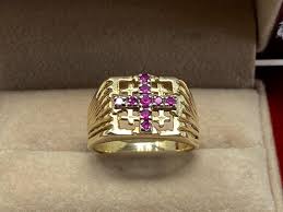 Vintage Gent's 14kt Yellow Gold Synthetic Ruby Ring. Size 9 ...