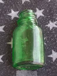 1940's VINTAGE GREEN GLASS MEDICINE Bottle DES PAT. 92148 ...