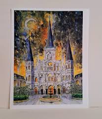 Print of Saint Louis Cathedral Jackson Square With ...
