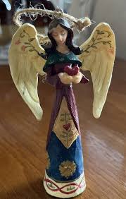 Vintage Resin Christmas Angel Ornament Holding a Heart ...