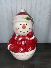 Cookie Jar Snowman Ceramic Christmas holiday festive | eBay