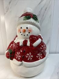 Mayfair & Jackson Snow Flurries Snowman Ceramic Cookie Jar ...