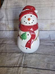 St. Nicholas Square Snowman Christmas Cookie Jar Ceramic ...