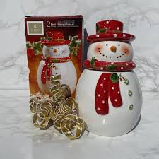 Snowman Cookie Jar Jolly Plennitude Stoneware Cookie Jar ...