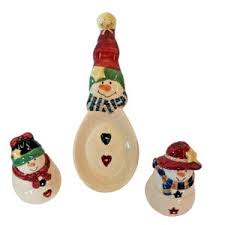 Vigor Snowman Salt and Pepper Shakers Spoon Rest Christmas ...