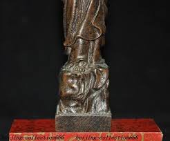 6" Chinese ​Buddhism temple Old wood Arhat Damo ...