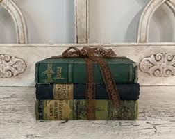 Vintage Rustic Brown Book Stack - Tattered, Distressed - Home Decor - Vintage Kids Books - Etsy