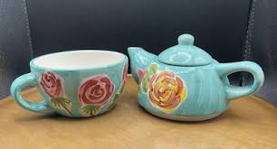 Tea For One Stackable Hand Painted Rose Garden Tea Pot C&R Ceramic Thailand Vtg | eBay