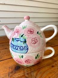 BARRARTE Pink FLORAL Tea For One Cup Pot SINGLE Serving TEAPOT Mug RARE Portugal | eBay