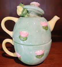 PEGGY JO ACKLEY CERTIFIED INTERNATIONAL TEAPOT & CUP SET FROG LILLY VERY CLEAN | eBay
