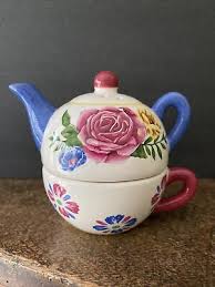 Teapot Salt And Pepper Shaker Set Cracker Barrel Stacking Stoneware | eBay