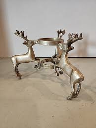 Vintage Brass Candle Holder w/3 Deer Circle Vase Holder ...