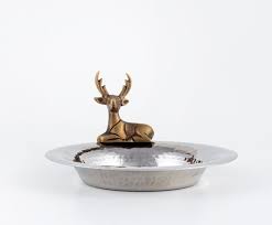 Deer Nut Dish – Handcrafted Steel Bowl With Brass Figurine ...
