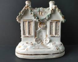 Pretty Antique English Staffordshire Cottage Money Box or ...