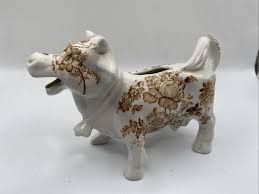 VINTAGE STAFFORDSHIRE ENGLAND COW CREAMER - White With Brown Flowers | eBay