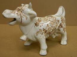 Vintage English Brown Transferware Laughing Cow Bull Creamer Pitcher C