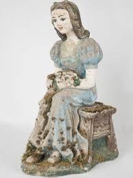 Weathered garden statue of Snow White - blue dress 22¾"