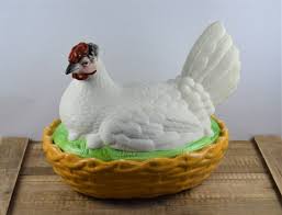Staffordshire 10.5" HEN ON NEST or Basket Tureen, England ...
