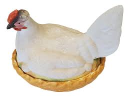 19th Century Staffordshire Bisque Hen-On-Nest Tureen | Chairish