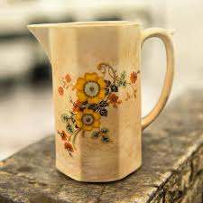 Vintage KT&K Ivory Porcelain Pitcher With Floral Pattern - Etsy