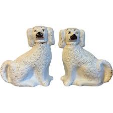 Pair Antique 19th century English Staffordshire Pottery ...