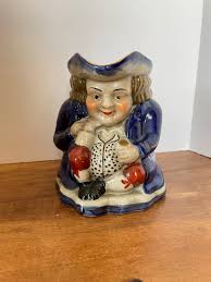 Antique Toby Jug, Staffordshire, Gold Lustre Blue, Large, Circa 1859-1890, Fillpot, - Etsy