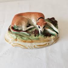 BEAUTIFUL ANTIQUE Rare STAFFORDSHIRE GREYHOUND/WHIPPET DOG ...
