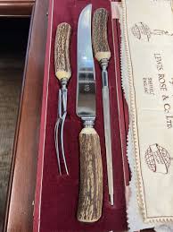 Lewis Rose & Co. Real Stag Horn 3 Piece Carving Set Knife ...