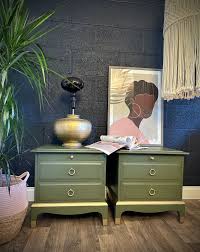 Stag Bedroom Set Chest of Drawers &bedsides in Green With ...