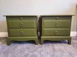 Hand Painted Vintage Stag Bedside Tables: Green Nightstands ...