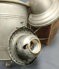 Antique Steel Double Angle Oil Lamp Co Converted Chandelier ...