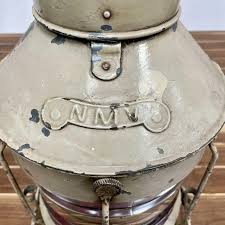 Vintage NMV Galvanized Steel Oil Lantern - Removable Red Insert