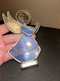 Blue Stained Glass Angel w/Butterfly Suncatcher Free ...