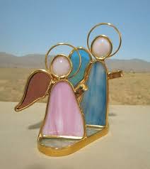 Precious Stained Glass Angel Figurine, One in Pink, One in ...
