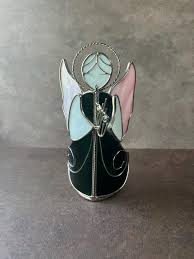 Vintage Stained Glass Christmas Angel Playing Harp Candle Holder by Ganz - Etsy UK