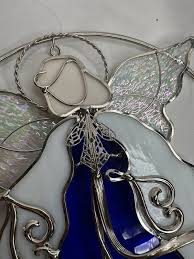 Hand Crafted Stained Glass Angel Sun Catcher Opalescent Christmas Poland