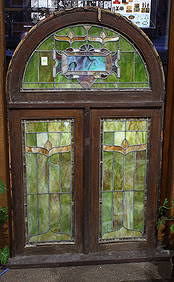 Framed Stained Glass Window With Flowers