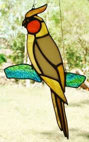 Lifesize 'AUSTRALIAN COCKATIEL' HAND CRAFTED Stained Glass Leadlight Suncatcher PERSONAL CHRISTMAS GIFTS IN GLASS $89