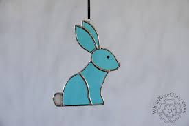 Stained Glass Light Blue Rabbit/bunny Hanger/suncatcher Gift ...