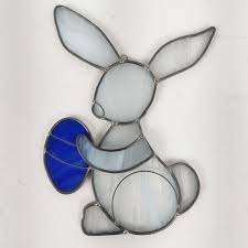 Handmade | Art | Vintage Stained Glass White Bunny Sun ...