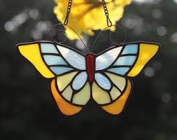 Stained Glass Pretty Butterfly Window Hanging Suncatcher ...