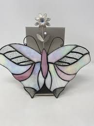 Faux Stained Glass Butterfly Suncatcher Metal Wall Hanging ...