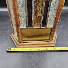 Vtg Stained Glass Wood Candle Lantern | eBay