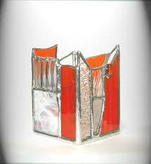 Orange and Clear Stained Glass Candle Holder - Etsy