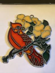 Stained Glass Red Cardinal Red Bird Handmade Suncatcher With ...