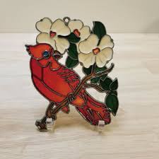 Vintage Red Cardinal and Flowers SunCatcher | eBay