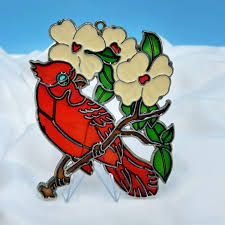 Vintage Stained Glass style Suncatcher Colorful 5” Red ...