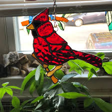 Royal Cardinal Stained Glass Suncatcher - Etsy